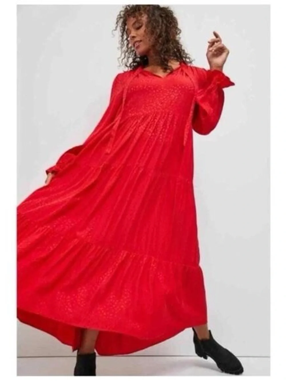tiered long sleeve midi dress in swiss dot MASCOMODA Women Maxi 2025 Fall V Neck Boho Smocked High Waisted A-Line Flowy Long Dresses(Small,Khaki) : Clothing, Shoes & Jewelry Bust 80cm/31.49 inch Womens Plus Size Long Sleeve